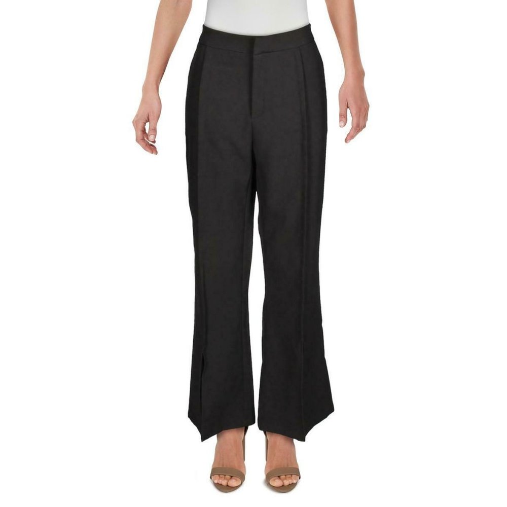 Beulah Black Side Slit Palazzo Wide Leg Pant